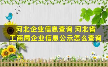 河北企业信息查询 河北省工商局企业信息公示怎么查询